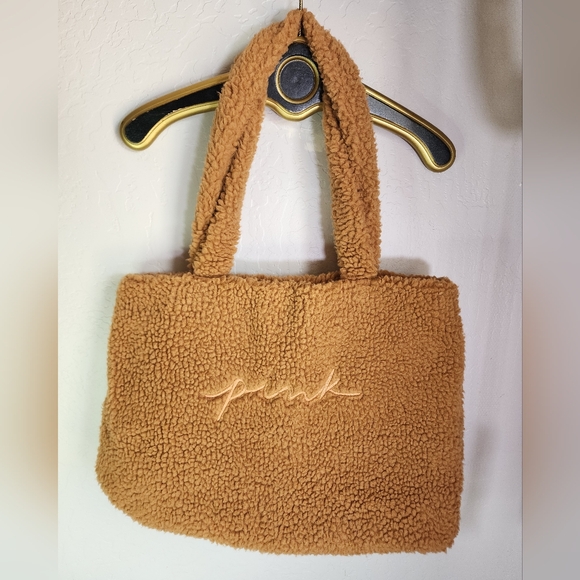 PINK Victoria's Secret Handbags - PINK Brown Sherpa Shoulder Bag Tote